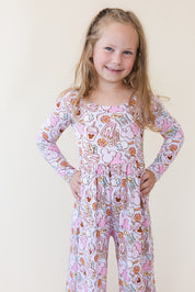 Snacks (purple) - Wide-leg Romper