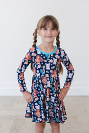 (BLUE) Beyond the Reef - Ruffle Dress