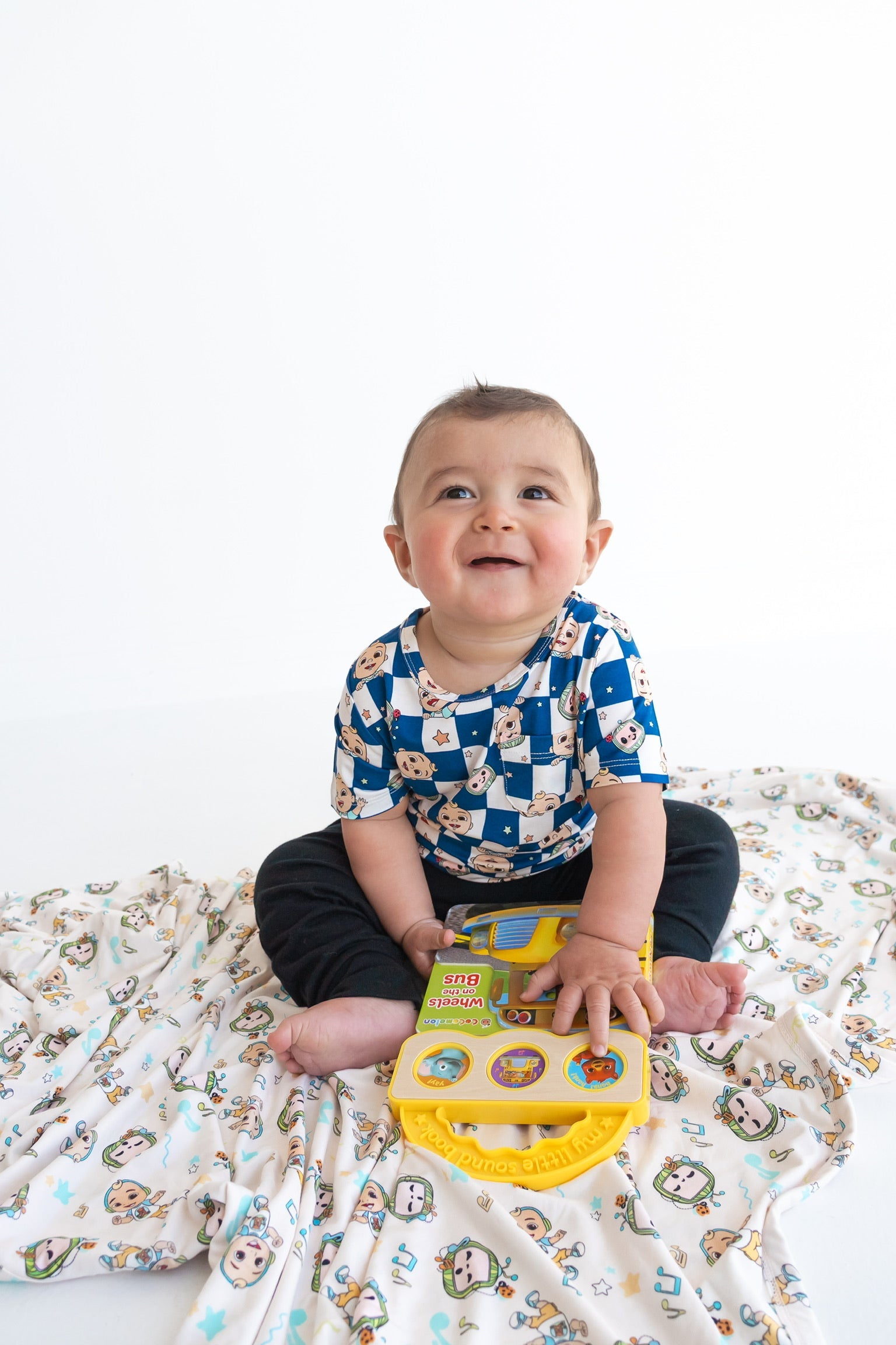 Dream Big Little Co x CoComelon JJ STARRY NIGHT CHECKERS DREAM POCKET TEE