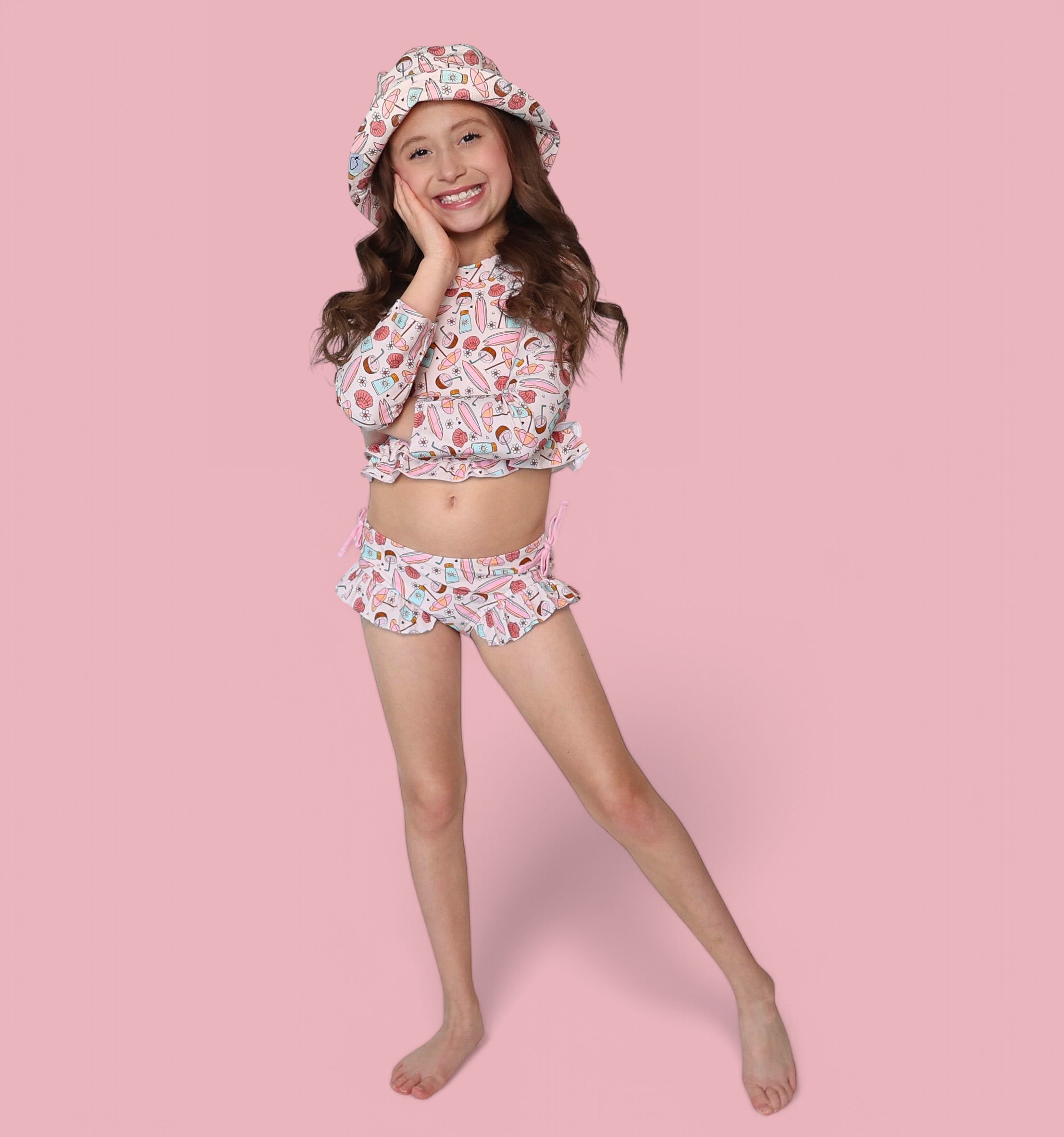 FUN IN THE SUN DREAM TWO-PIECE RASH GUARD RUFFLE SWIM SUIT