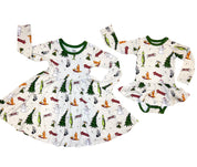 "Holiday-Hooby-Whaty" Long Sleeve Skater Dress