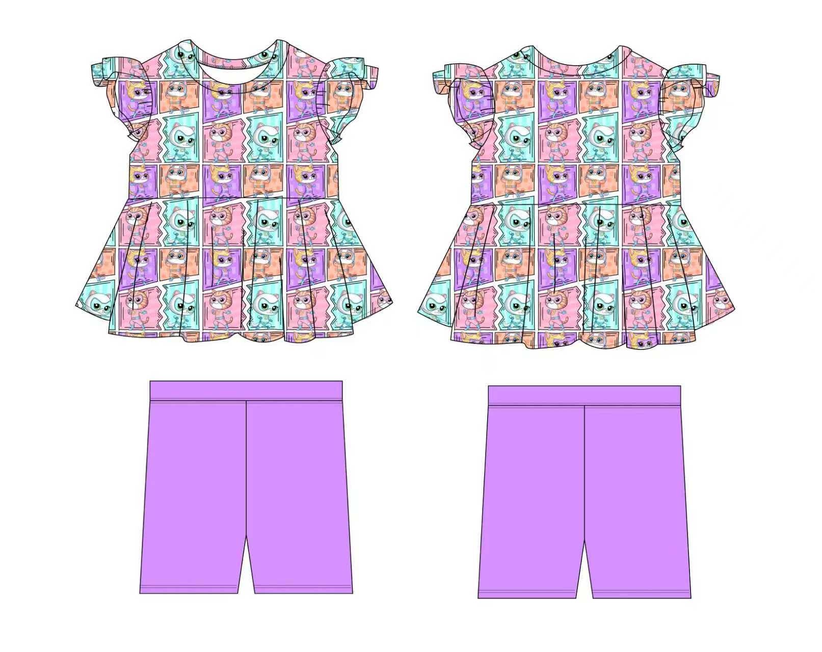 Purr-fect Heroes: Peplum Biker Short Set