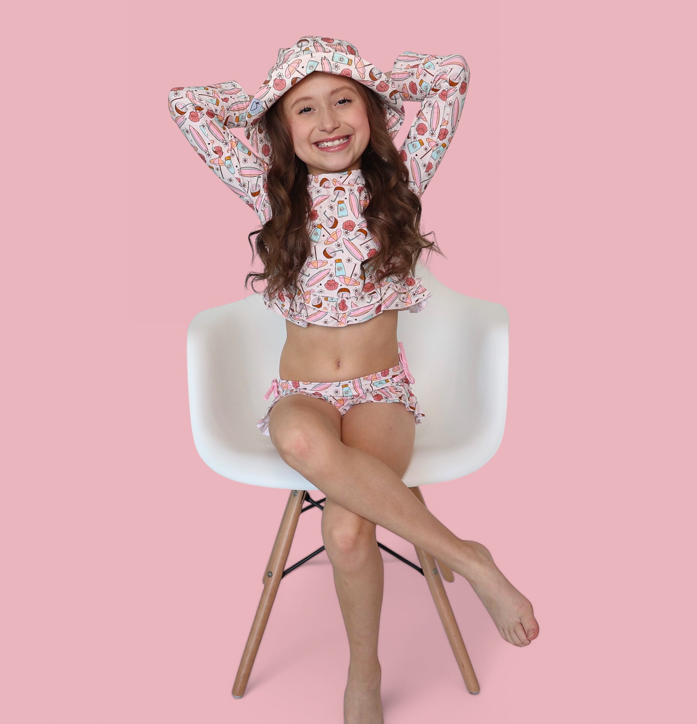FUN IN THE SUN DREAM TWO-PIECE RASH GUARD RUFFLE SWIM SUIT
