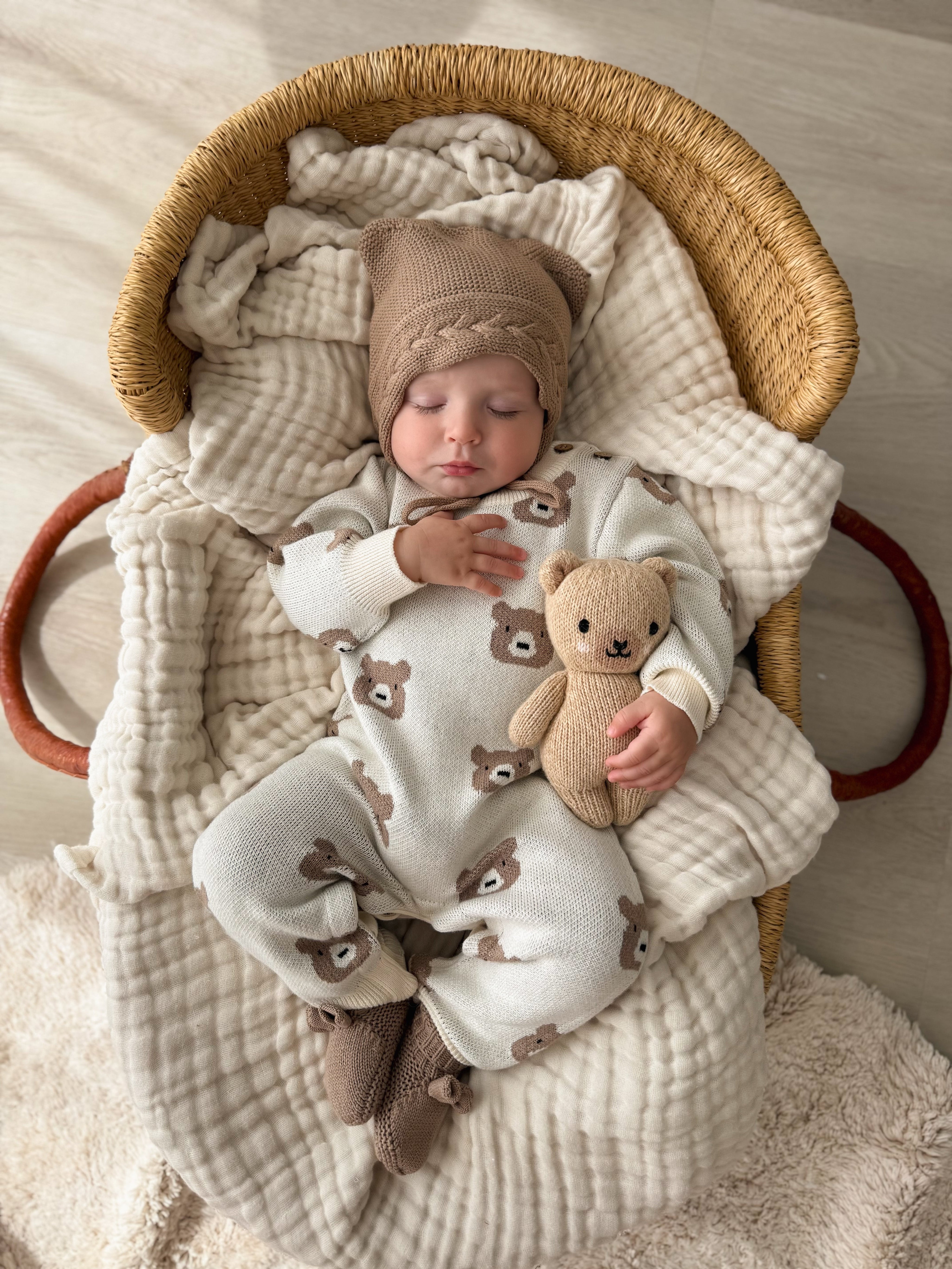 Baby Bear Bonnet - Acorn