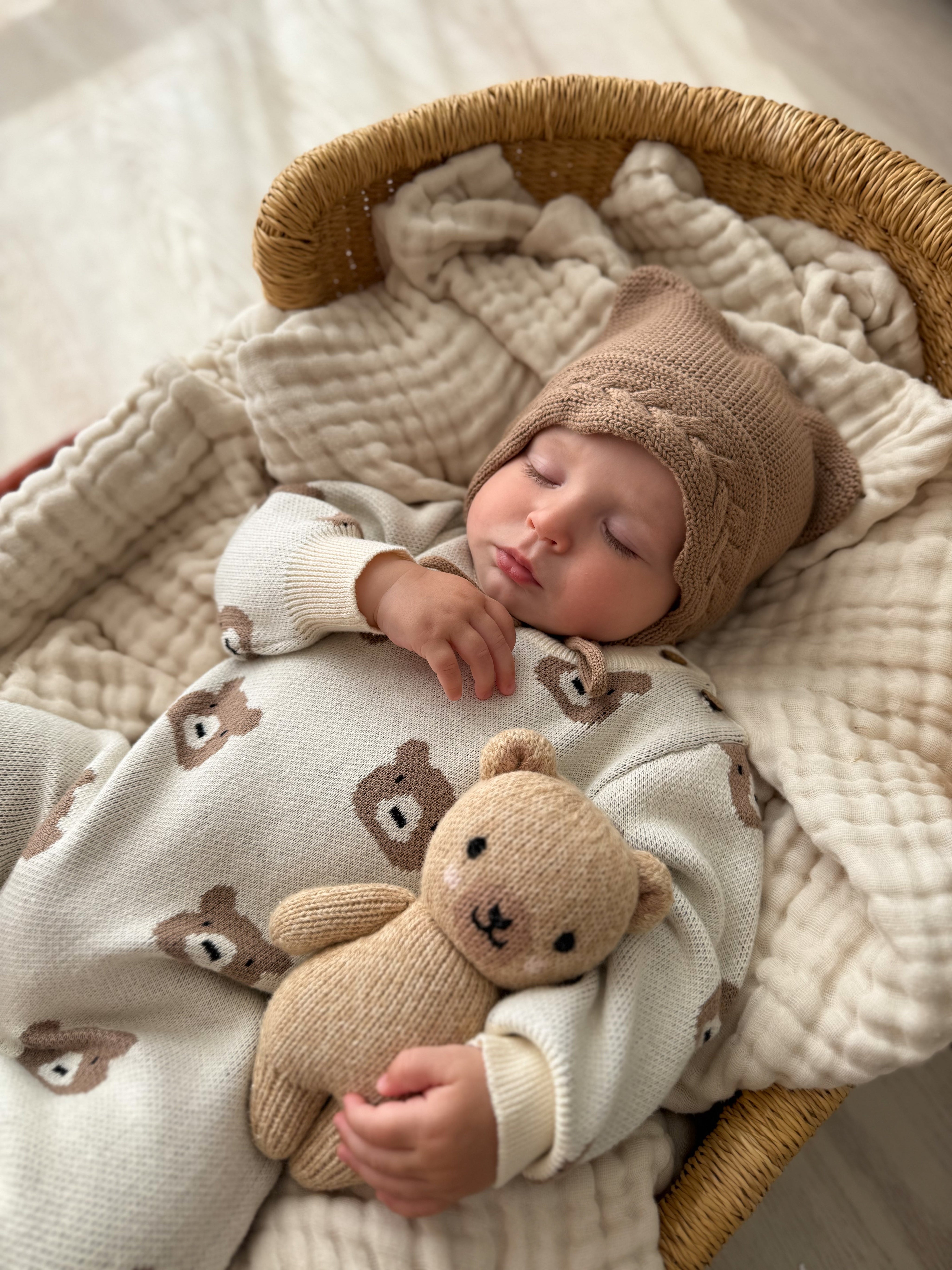 Baby Bear Bonnet - Acorn