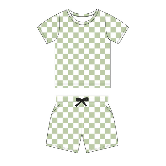 Green Checker - Pocket Short Set