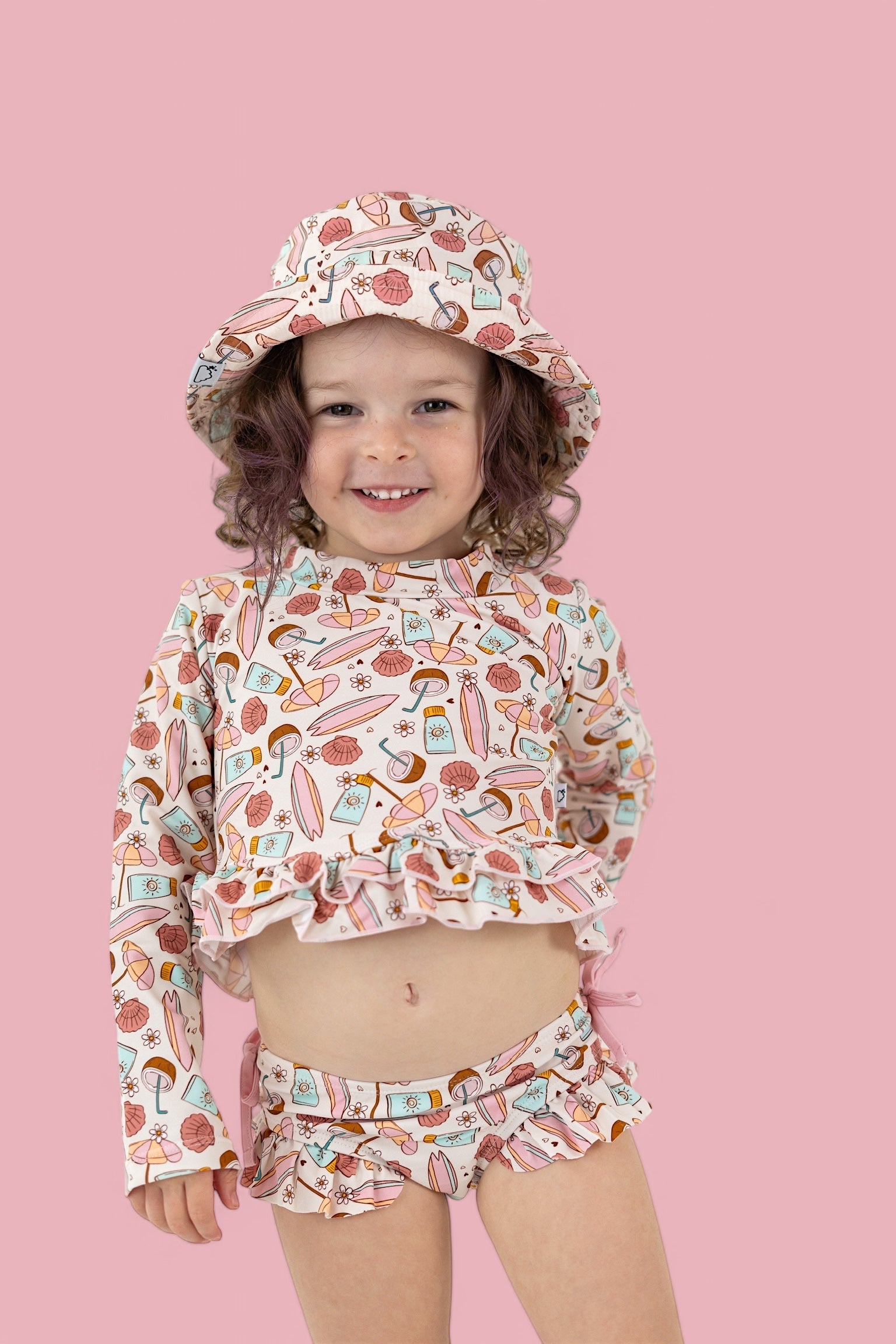 FUN IN THE SUN DREAM TWO-PIECE RASH GUARD RUFFLE SWIM SUIT