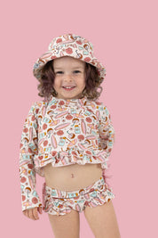 FUN IN THE SUN DREAM TWO-PIECE RASH GUARD RUFFLE SWIM SUIT