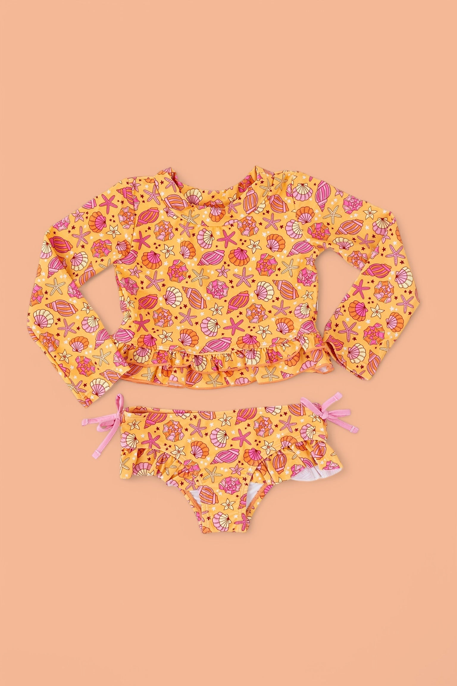 SHELLO SUMMER DREAM TWO-PIECE RASH GUARD RUFFLE SWIM SUIT