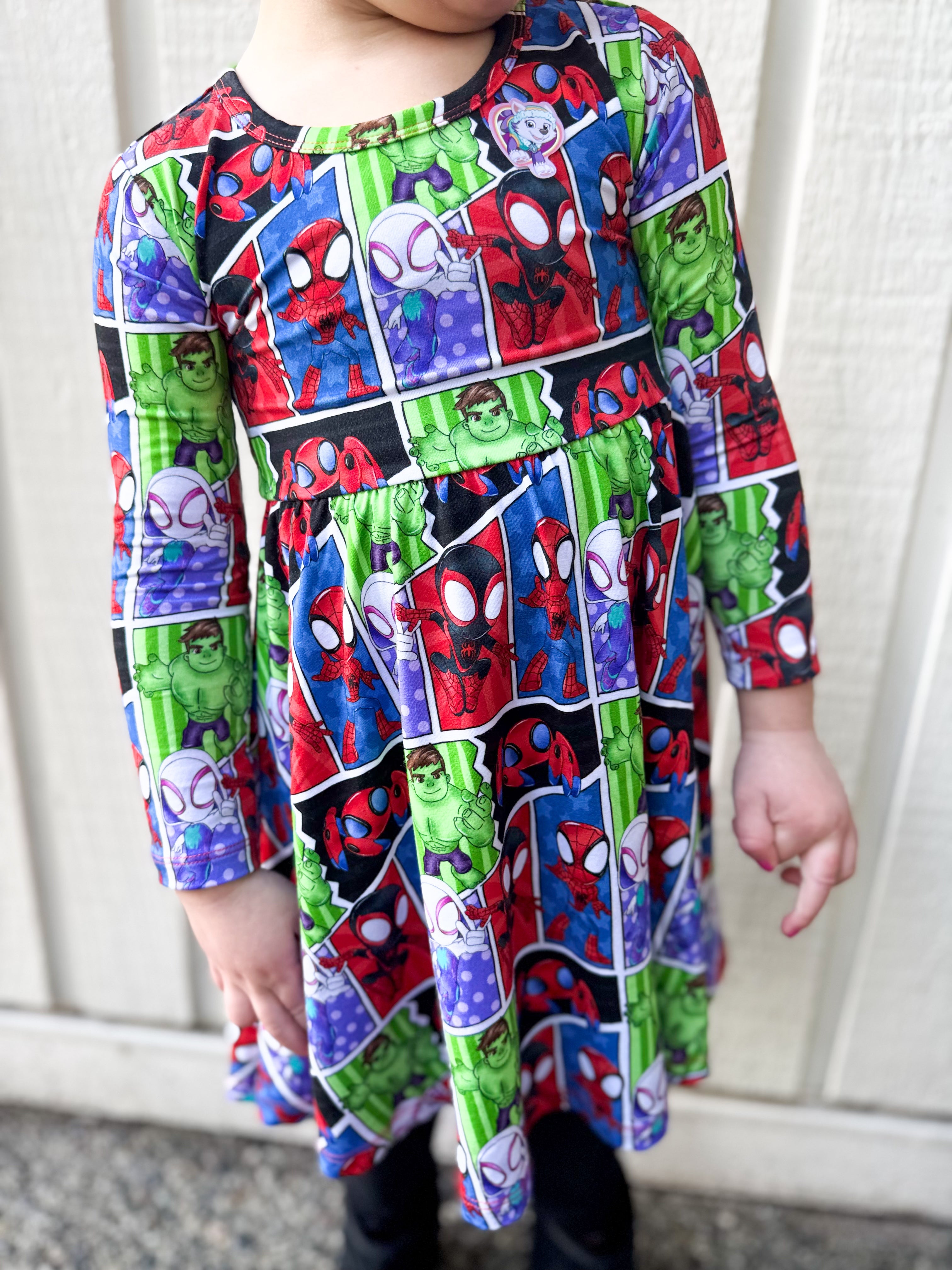 Web Heroes: Long Sleeve Skater Dress