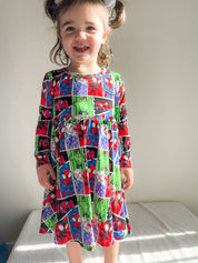Web Heroes: Long Sleeve Skater Dress