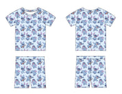 Blue Mischief (Ribbed): Short & Tee