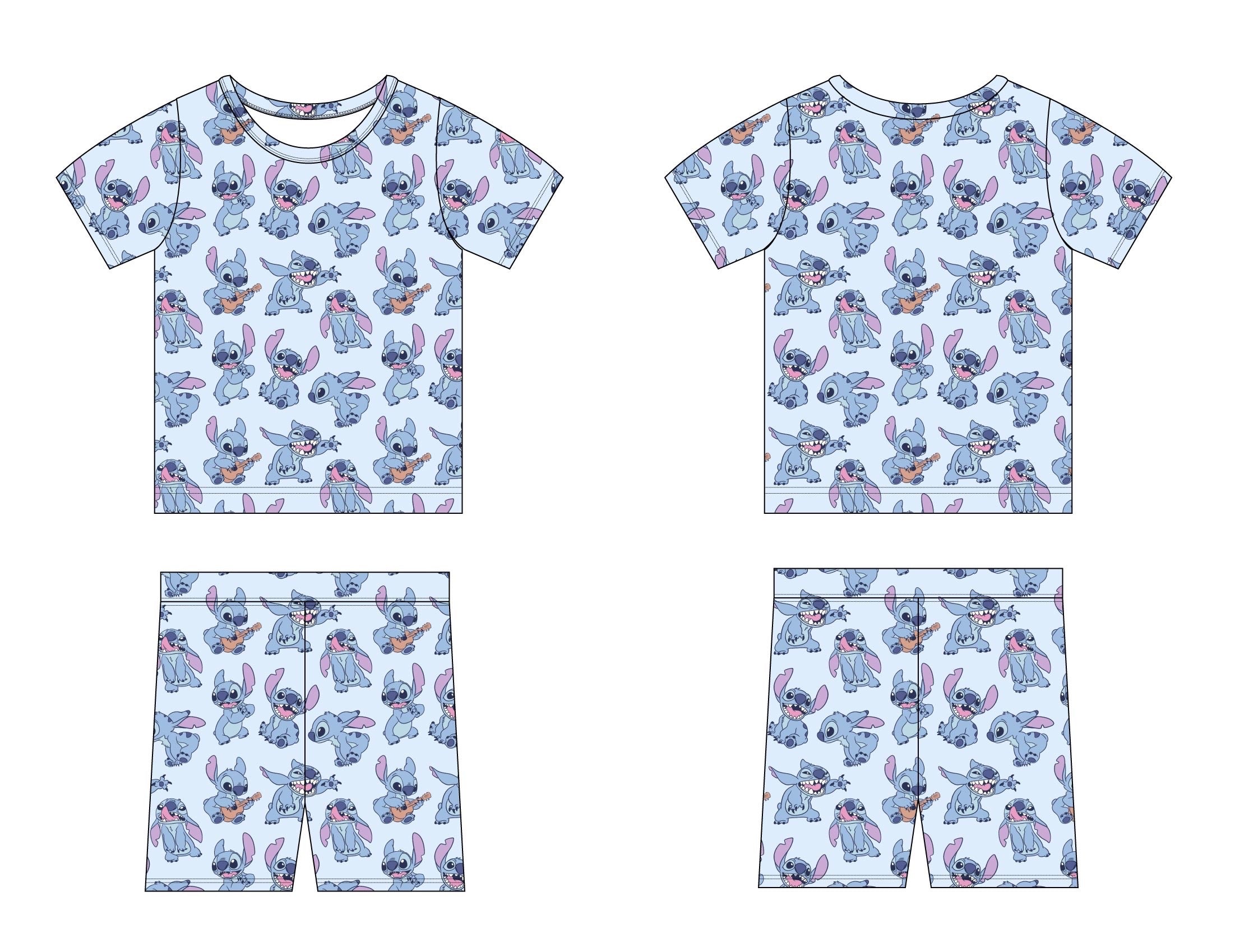 Blue Mischief (Ribbed): Short & Tee