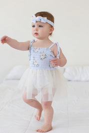 Cosette - Smocked Tulle Bodysuit Dress