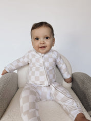 Nude Checkers (ribbed) - Zippy