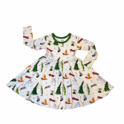 "Holiday-Hooby-Whaty" Long Sleeve Skater Dress