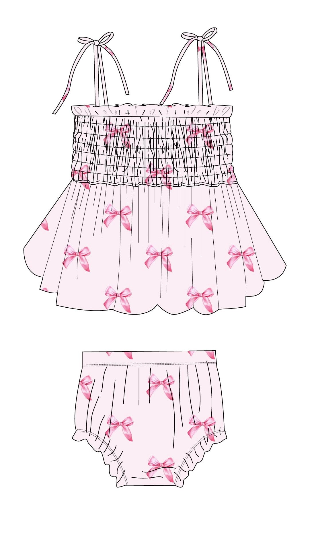 Bella - Smocked Diaper Dress Set