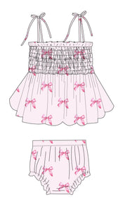 Bella - Smocked Diaper Dress Set