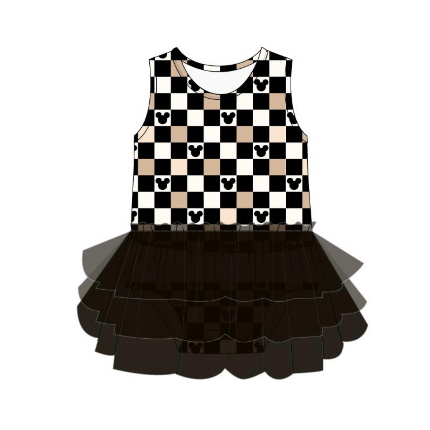 Mouse Checkers (black) | Tutu Bodysuit Dress