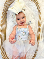 Cosette - Smocked Tulle Bodysuit Dress