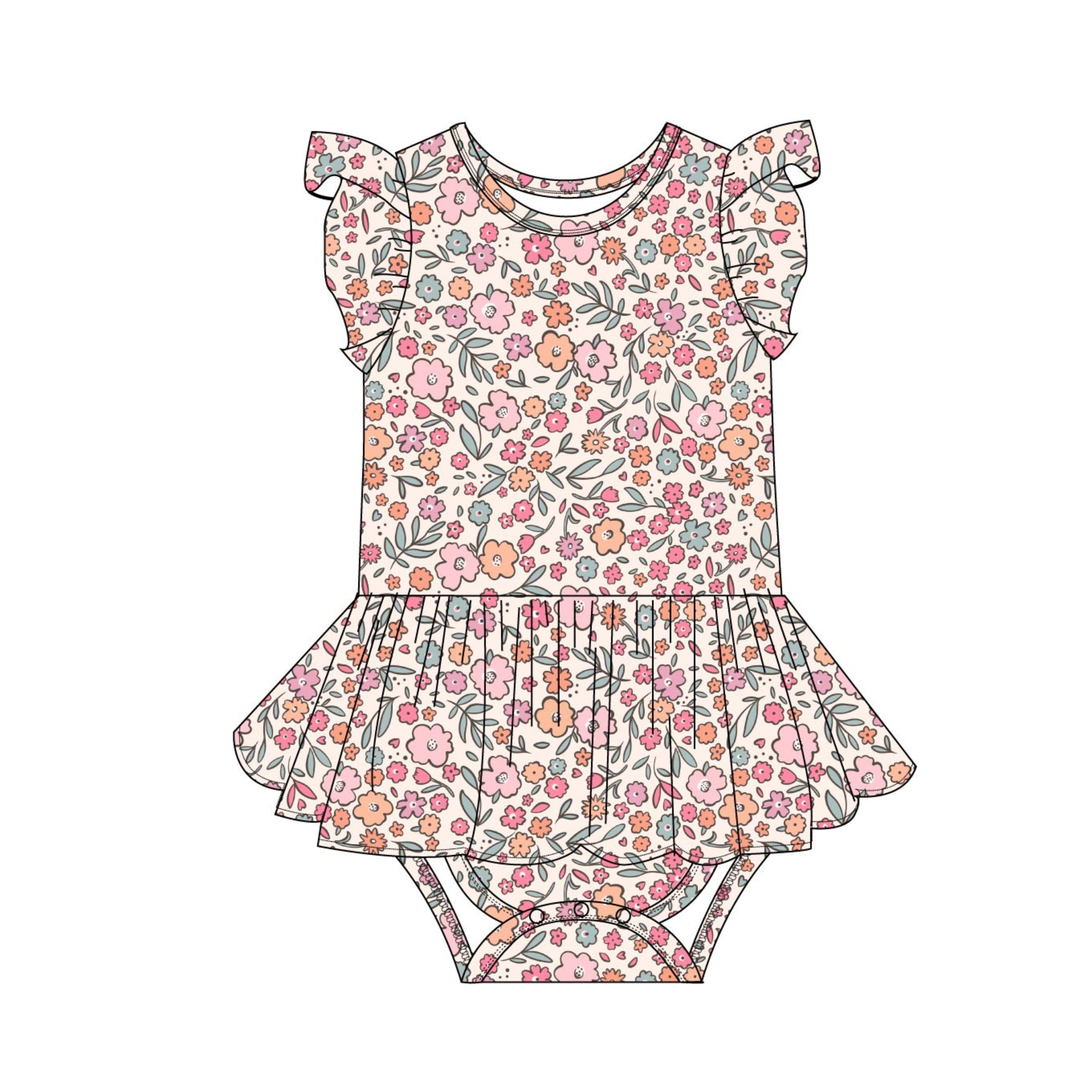 Blossom Bestie: Bodysuit Twirl Dress