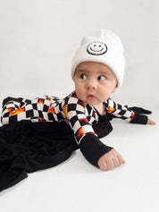 Bamboo Zip Romper | Checker Blaze