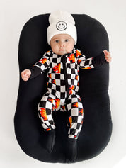 Bamboo Zip Romper | Checker Blaze