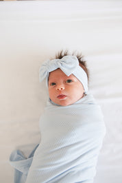 Baby Blue (ribbed) - Lightweight Blanket