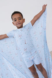 Blue Flurry (ribbed) - Biker Short Set