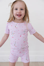 Pink Flurry (ribbed) - Biker Short Set