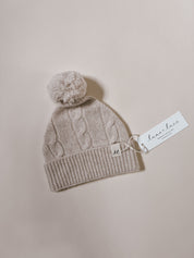 Luna + Luca Cable Knit Pom Beanie - Sand