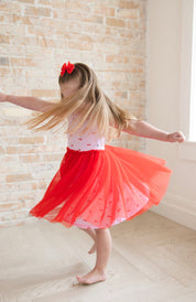 Cherry (ribbed) - Tulle Twirl Dress