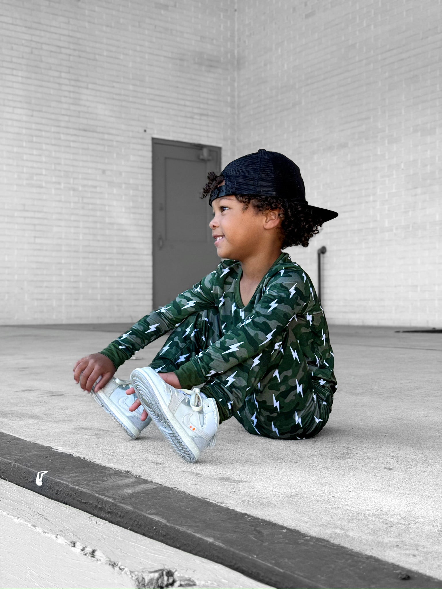 Bamboo Two Piece Set | Green Camo Bolts
