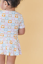Checkerboard Charm - Bodysuit Dress