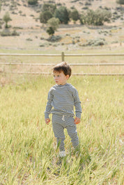 Charcoal Stripe Ribbed Hooded Set
