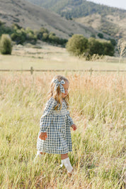Blue Plaid Ruffle Collar Dress