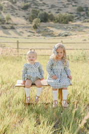 Blue Plaid Ruffle Collar Dress