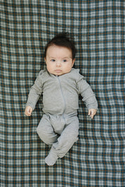 Navy Plaid Muslin Crib Sheet
