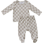Taupe Checkered Bamboo Layette Set