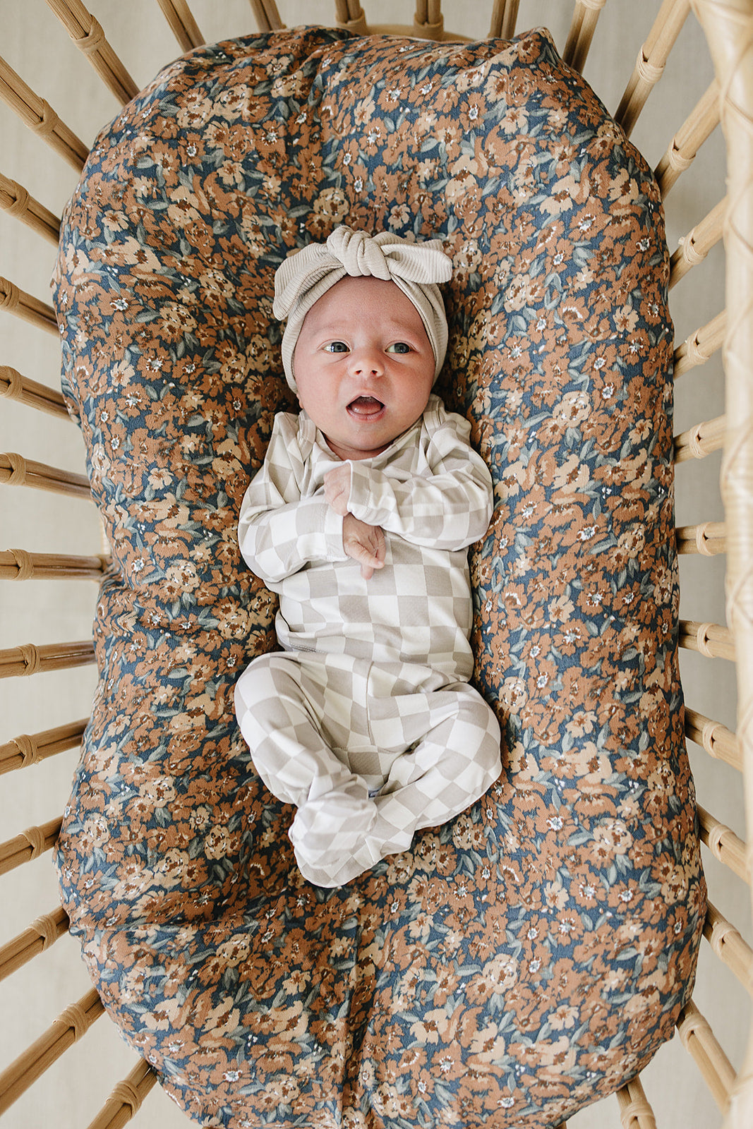 Taupe Checkered Bamboo Layette Set
