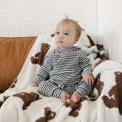 Charcoal Stripe Ribbed Hooded Set