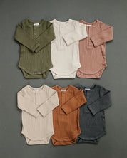 Dusty Rose Organic Snap Long Sleeve Ribbed Bodysuit