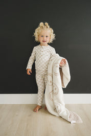 Smiley Taupe Plush Blanket