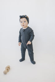 Charcoal Organic Cotton Ribbed Zipper