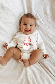 Snowman Organic Baby Bodysuit Long Sleeve