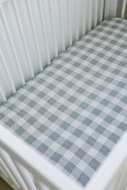 Coastal Plaid Muslin Crib Sheet
