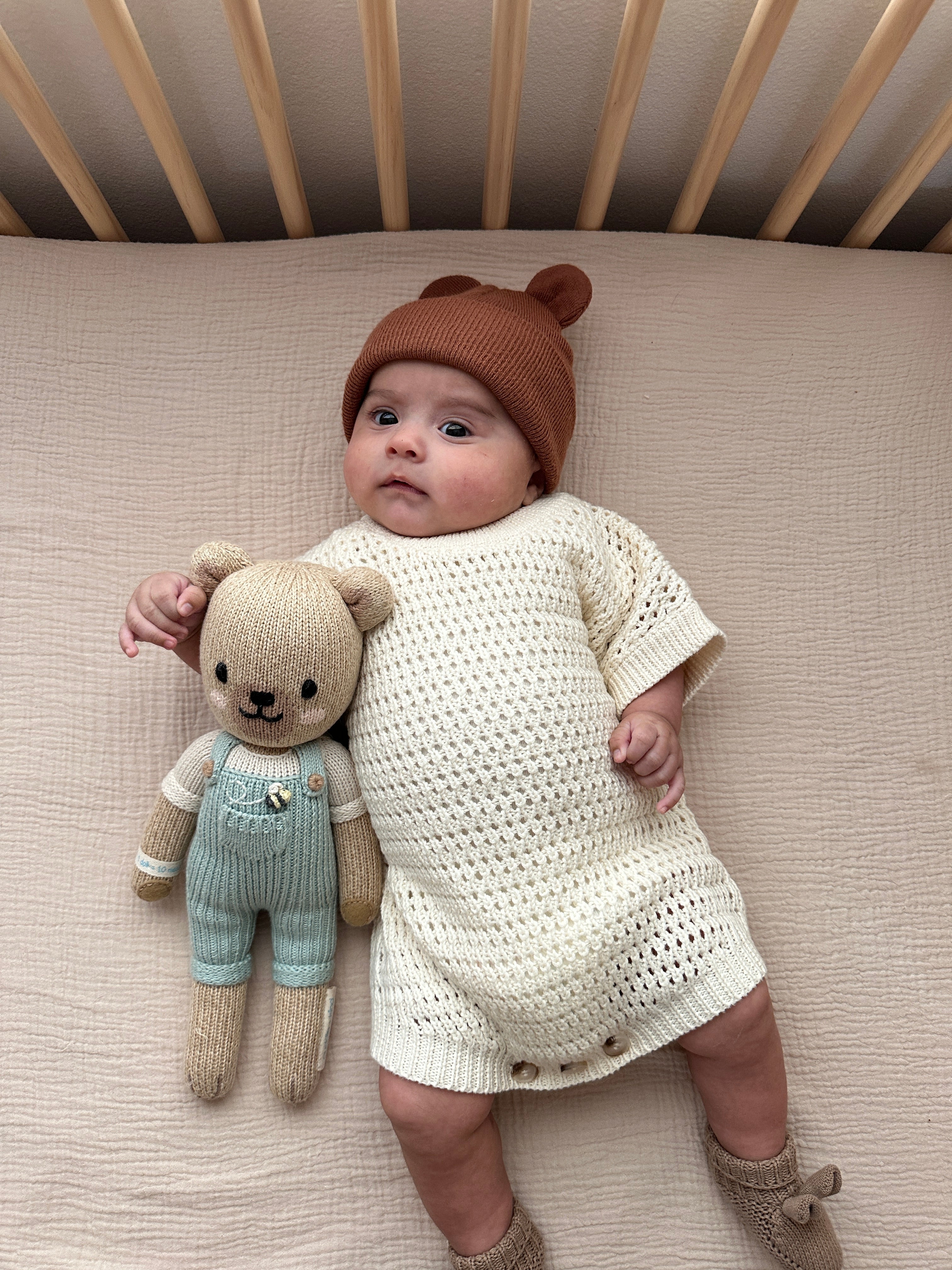 Crochet Knit Romper - Cream