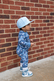 Bamboo Zip Romper | Blue Camo Bolts