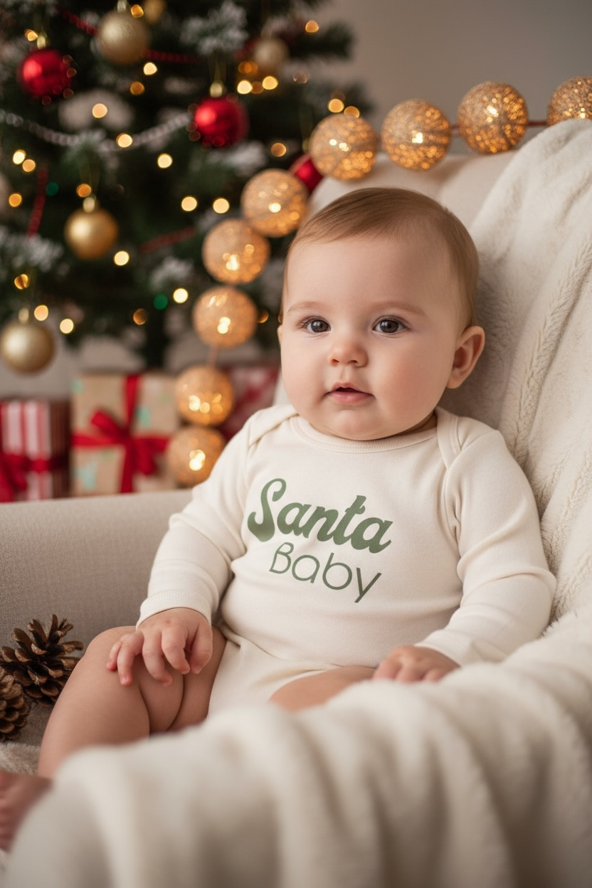 Santa Baby Organic Baby Bodysuit Long Sleeve