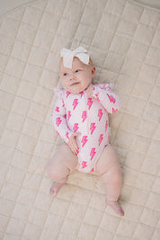 Long Sleeve Rash Guard Swimsuit | Pink Bolts